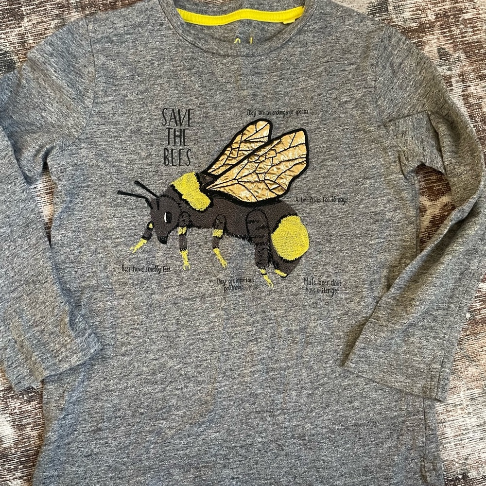 Mini Boden Gray Long Sleeve with Bee Design